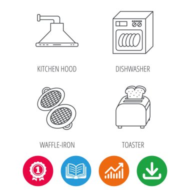 Bulaşık makinesi, tost makinesi- ve tost simgeler.