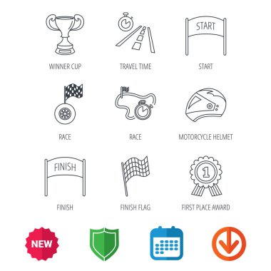 Kazanan Kupası ve Ödülü simgeler. Yarış bayrağını işaretleri.