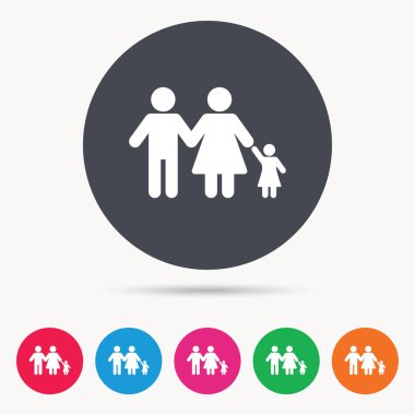 Aile simgesi. Baba, anne ve çocuk işareti.