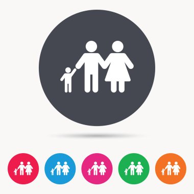 Aile simgesi. Baba, anne ve çocuk işareti.