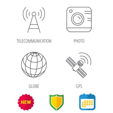 Simge uydu fotoğraf makinesi, Küre ve gps.