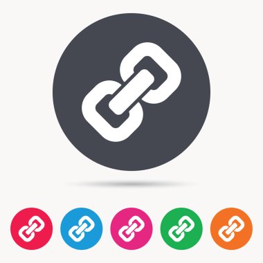 Zincir simgesi. Internet web köprü işareti.