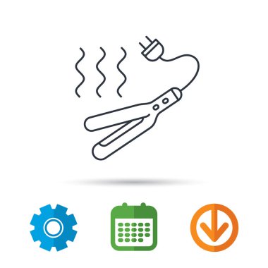 Saç maşası simgesi. Saç modeli elektrikli araç işareti.