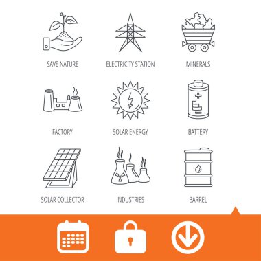 Güneş enerjisi sistemleri enerji, pil ve petrol varil.