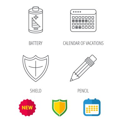 Pil, kalem ve Koruma Kalkanı simgeleri.