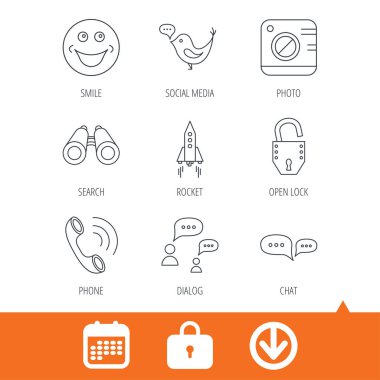 Çağrı telefon, konuşma balonu ve fotoğraf simgeler sohbet.