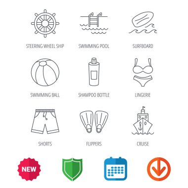 Sörf tahtası, Yüzme Havuzu ve gövdeleri simgeler.