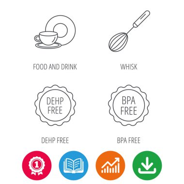 Gıda ve içecek, çırpma teli ve Bpa ücretsiz simgeler.
