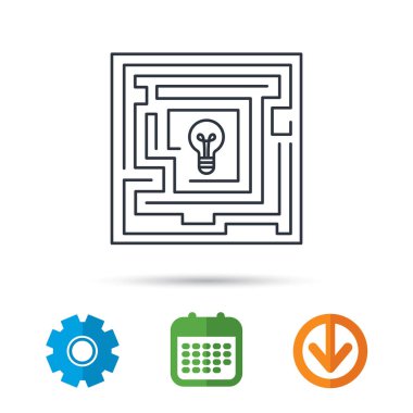 Labirent simgesi. Sorun meydan işareti.