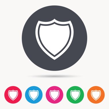 Kalkan koruma simgesi. Savunma ekipman işareti.