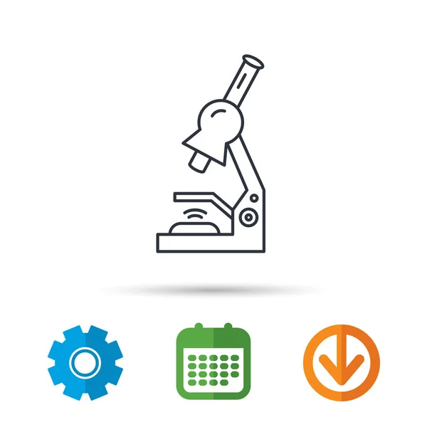 Icono del microscopio. Equipos de laboratorio médico . — Archivo Imágenes Vectoriales