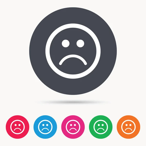 Droevige smiley icoon. Slechte feedback teken. — Stockvector