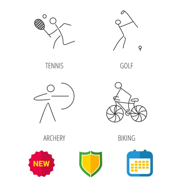 骑自行车、 网球和高尔夫的图标. — 图库矢量图片