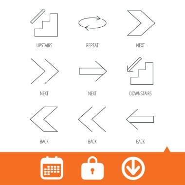 Oklar simgeler. Üst katta, lineer işaretler tekrar.