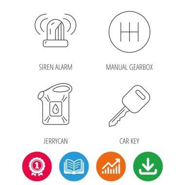 Manuel şanzıman, bidon ve araba tuþu simgeleri.