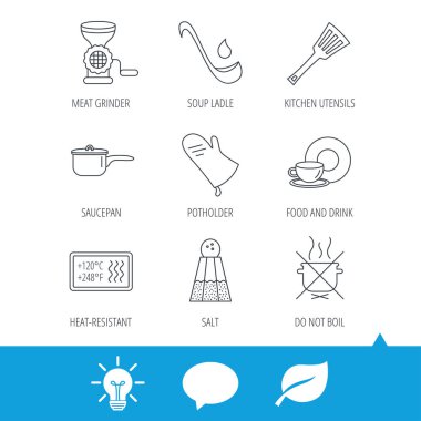 Çorba Kepçe, potholder ve mutfak mutfak eşyaları simgesi.