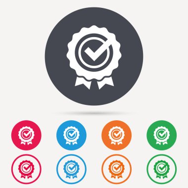 Ödül madalya simgesi. Onay işareti ile kazanan amblemi.