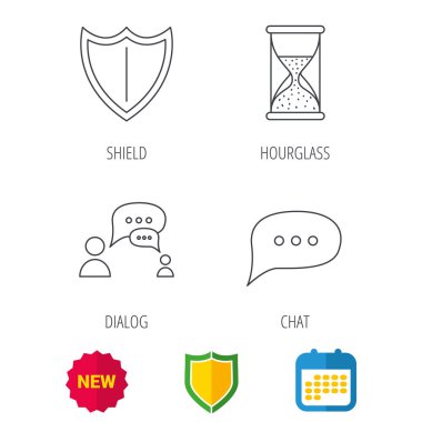 İletişim, sohbet konuşma balonları ve kalkan kutsal kişilerin resmi.