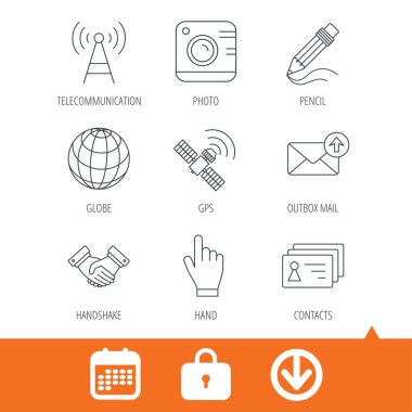 El sıkışma, kişiler ve gps uydu simgeleri.