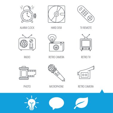 Mikrofon, video kamera ve fotoğraf simgeler.