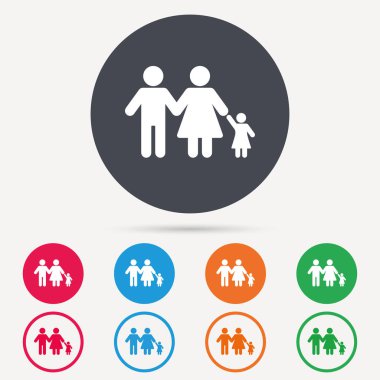 Aile simgesi. Baba, anne ve çocuk işareti.