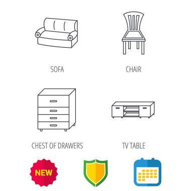 Koltuk, sandalye ve Çekmeceli simgeleri.