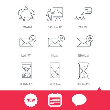 Ekip çalışması, sunum ve sohbet kabarcıklar Toplantı.