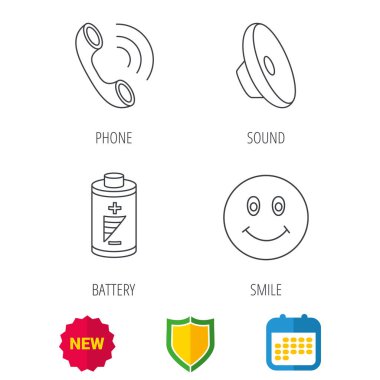 Telefon görüşmesi, pil ve ses simgelerini.