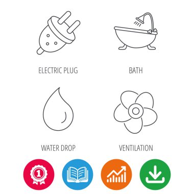 Havalandırma, su damlası ve elektrik simgeler takın.