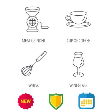 Kahve Kupası, çırpma teli ve bardağı simgeleri.