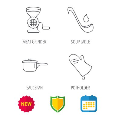 Çorba Kepçe, potholder ve mutfak mutfak eşyaları simgesi.