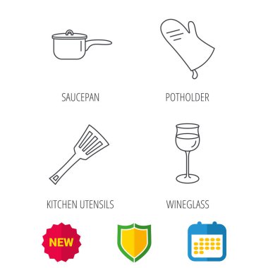 Tencere, potholder ve bardağı simgeleri.