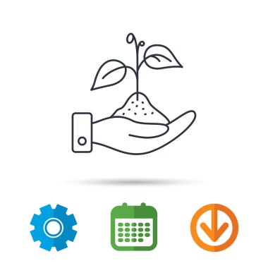 Doğa simge kaydetmek. El bitki Filiz işareti ile.