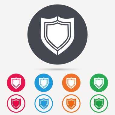 Kalkan koruma simgesi. Savunma ekipman işareti.