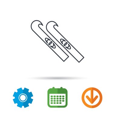 Kayak simgesi. Kayaklar işareti.