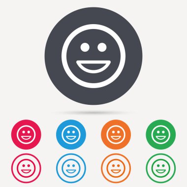 Mutlu gülümseme simgesi. Smiley kahkaha ifade işareti.