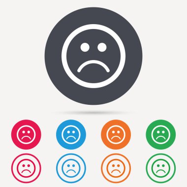 Üzgün smiley simgesi. Kötü geribildirim işareti.