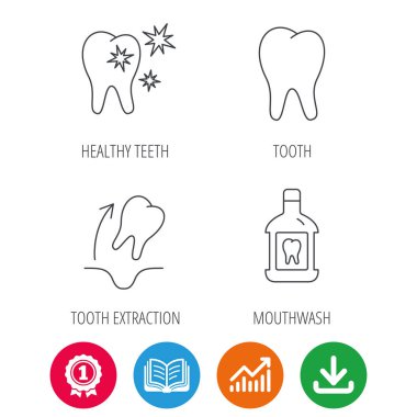 Diş, diş macunu ve sağlıklı dişler simgeler.