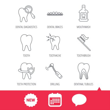 Diş, diş diş telleri ve gargara simgeler.