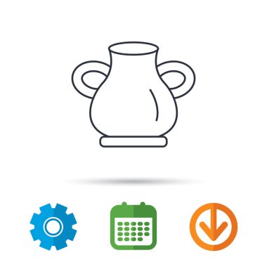 Vazo simgesi. Dekoratif vintage amfora işareti.