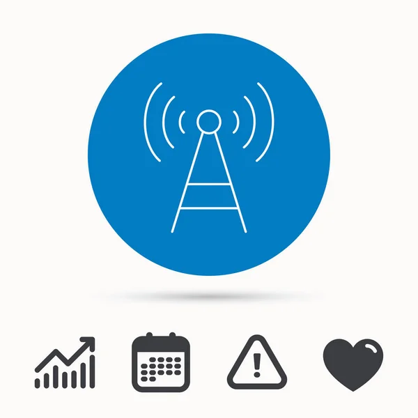 Telecommunicatie toren pictogram. Signaal teken. — Stockvector