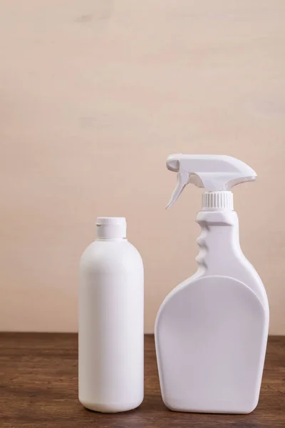 Mock-up plastic cleaning bottles. Mockup concept. — Stock Photo, Image