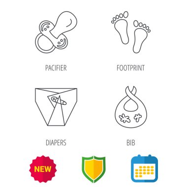 Emzik, ayak izi ve çocuk bezi simgeleri.