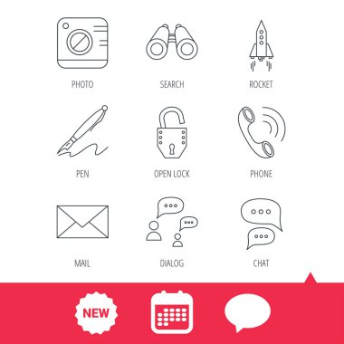 Fotoğraf, başlangıç roket ve arama simgeleri.