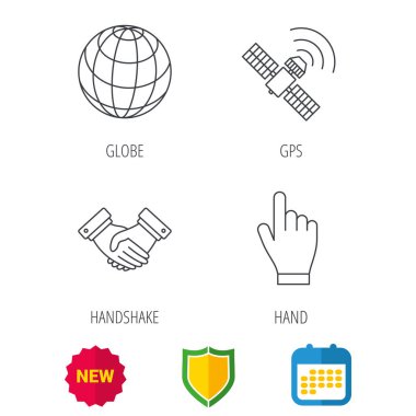 El sıkışma, Küre ve gps uydu simgeleri.