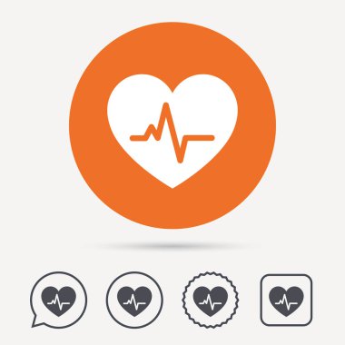 Kalp atışı simgesi. Kardiyoloji sembolü.