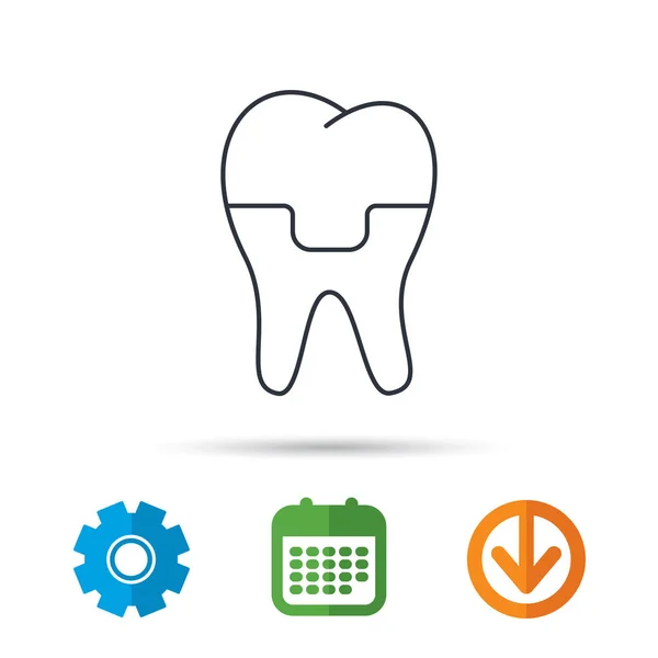 치과 크라운 아이콘입니다. 치아 보 철물 기호. — 스톡 벡터