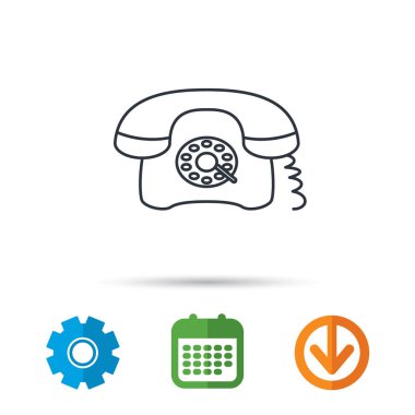 Retro telefon simgesi. Eski telefon işareti.