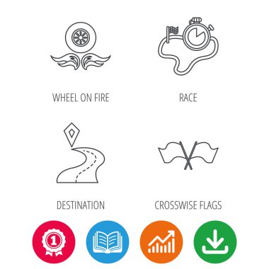 Yarış bayraklarını, zamanlayıcı ve hedef işaretçisini simgeler.