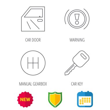 Araba anahtar, uyarı ve manuel vites kutusu simgeleri.